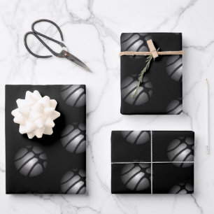 Modern Black Silver Basketball Sportpatroon Inpakpapier Vel