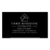 Modern Black & Silver Builder Business Magnetisch Visitekaartje (Voorkant)