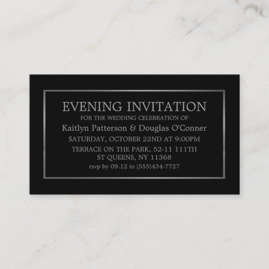 Modern Black & Silver Evening Event Ticket Invite (Voorkant)