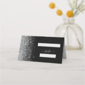 Modern Black Silver Glitter Edge Wedding (Voorkant)
