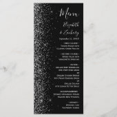 Modern Black Silver Glitter Edge Wedding Menu (Voorkant)
