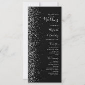 Modern Black Silver Glitter Wedding Programme (Voorkant)