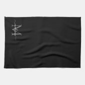 Modern Black Silver Grey Monogram Script Name Theedoek (Horizontaal)