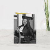 Modern Black Sketch Gradup Cap Foto Afstuderen Bedankkaart (Achterkant)