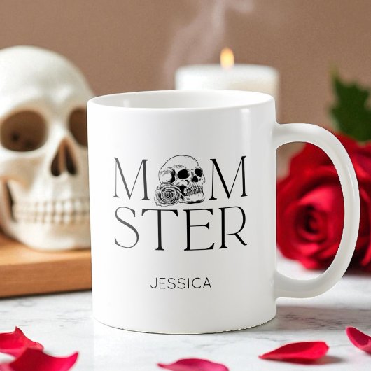 Modern Black Skull Scary Monster Halloween Mom Koffiemok