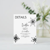 Modern Black Snowflake Weddenschap - Gegevens Kaart (Staand voorkant)