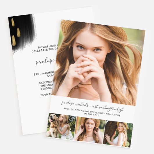 Modern Black Splashes Graduation Party Kaart