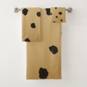 Modern Black Spot Goldenrod Gold Beige Tan Bad Handdoek (Insitu)