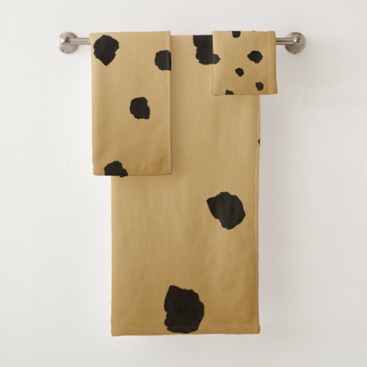 Modern Black Spot Goldenrod Gold Beige Tan Bad Handdoek (Insitu)