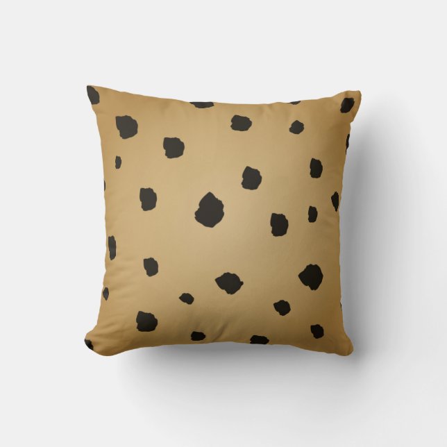 Modern Black Spot Goldenrod Gold Beige Tan Kussen (Voorkant)