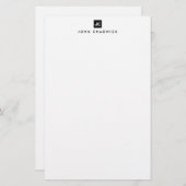Modern Black Square Bold Two Monogram Minimalist Briefpapier (Voorkant / Achterkant)