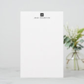 Modern Black Square Bold Two Monogram Minimalist Briefpapier (Staand voorkant)