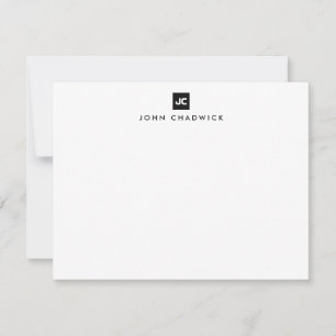 Modern Black Square Bold Two Monogram Professional Notitiekaartje