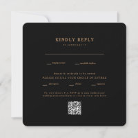 Modern Black Square Rond bruiloft QR Code RSVP