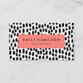 Modern Black Stippen Coral Visitekaartje (Voorkant)