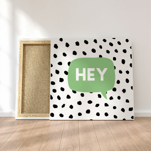 Modern Black Stippen en Green Bubble Speech with H Canvas Afdruk