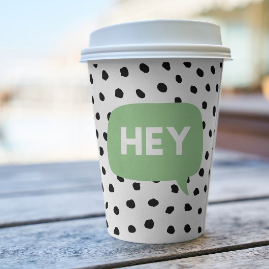 Modern Black Stippen en Green Bubble Speech with H Papieren Bekers