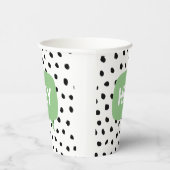 Modern Black Stippen en Green Bubble Speech with H Papieren Bekers (Rechts)