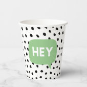 Modern Black Stippen en Green Bubble Speech with H Papieren Bekers (Voorkant)