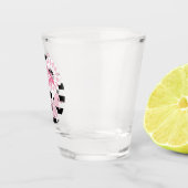 Modern Black Stripe Pink Flamingo Shot Glas (Rechts)