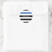 Modern Black Stripes FAUX Blue Glitz en naam Ronde Sticker (Tas)