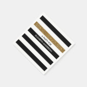 Modern Black Stripes FAUX Gold Glitz en naam Servetten (Hoek)