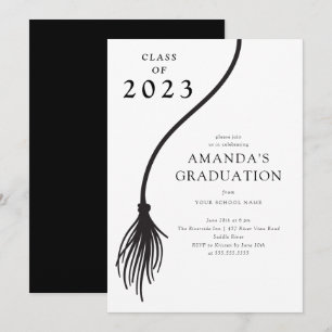 Modern Black Tassel Graduation Party Invitation Kaart