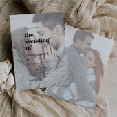 Modern Black Typografie | Faded-fotoweddenschap Kaart