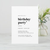 Modern Black Typography Birthday Party Kaart (Staand voorkant)