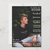 Modern Black Typography Chic Photo Afstuderen Kaart (Voorkant)