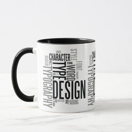 Modern Black Typography Design Mug (Gauche)