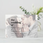 Modern Black Typography Horizontal Photo Wedding Kaart (Staand voorkant)