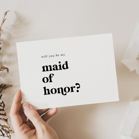 Modern Black Typography Maid of Honor proposal Kaart