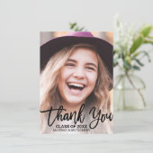 Modern Black Typography Photo Afstuderen Bedankkaart (Staand voorkant)