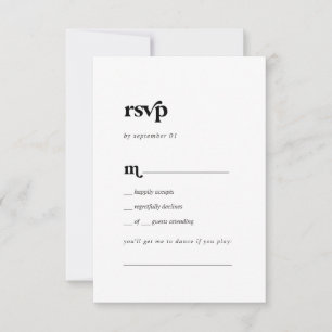 Modern Black Typography Song Request RSVP Card Kaartje
