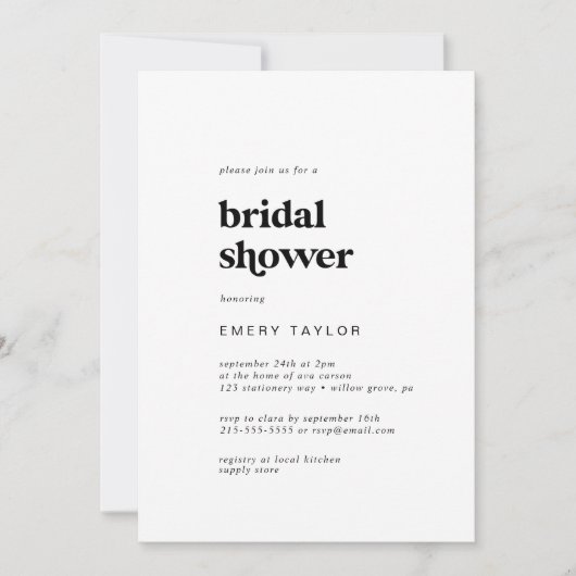 Modern Black Typography Vrijgezellenfeest Kaart (Voorkant)