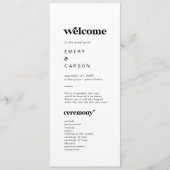 Modern Black Typography Wedding Programme Programma (Voorkant)