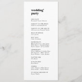 Modern Black Typography Wedding Programme Programma (Achterkant)