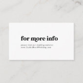 Modern Black Typography Wedding Website Informatiekaartje (Voorkant)