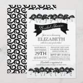 Modern Black Umbrella Vrijgezellenfeest Kaart (Voorkant / Achterkant)