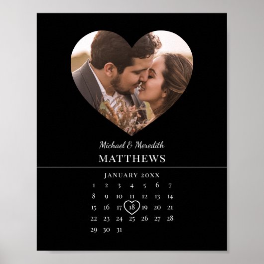 Modern Black Wedding Jubileum Agenda Poster (Voorkant)