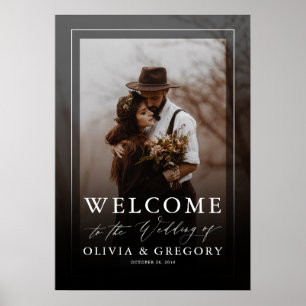 Modern Black Wedding Photo Welcome Sign Poster