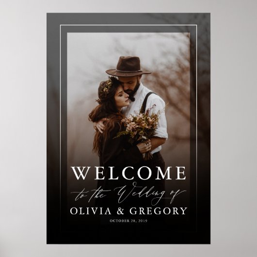 Modern Black Wedding Photo Welcome Sign Poster (Voorkant)