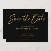 Modern Black Wedding Save the Date Invitation Kaart (Voorkant / Achterkant)