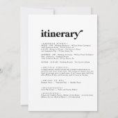 Modern Black Wedding Welcome Letter & Itinerary (Achterkant)