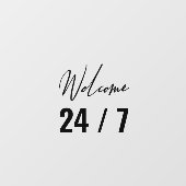 Modern Black Welkom 24/7 Raamsticker (Vel)