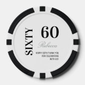 Modern Black & White 60th Birthday Cocktail Party  Poker Chips (Voorkant)