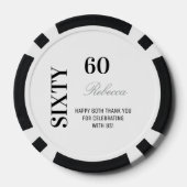 Modern Black & White 60th Birthday Cocktail Party  Poker Chips (Achterkant)
