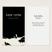 Modern Black White Abstract Splatter Visitekaartje (Voorkant /achterkant)