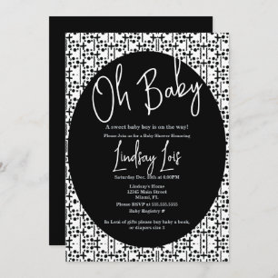 Modern Black White African Baby shower Kaart